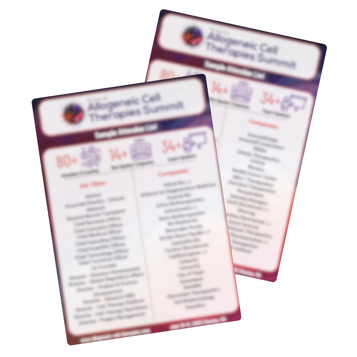 Allogeneic Cell Therapies - Blind Attendee list
